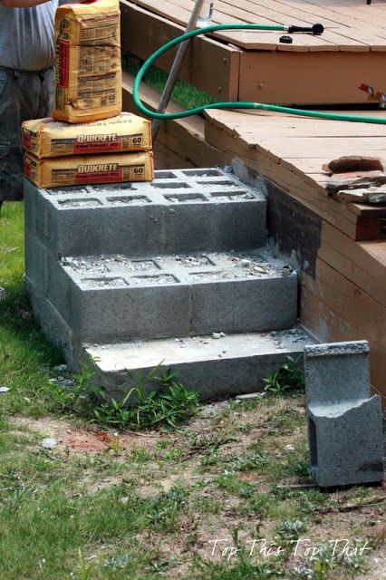 As I mentioned here, my husband and I accidentally became non-certified, “not” professional masons. We enjoy a good DIY challenge and laying stone happens to be one of them. This particular project was unfinished steps in our backyard and was hanging around a little too long on the honey-do list for me. Unfortunately one 100 … Diy Stone Walkway, Cement Steps, Pavers Diy, Diy Patio Pavers, Cement Patio, Concrete Patios, Outdoor Patio Diy, Patio Steps, Cinder Blocks