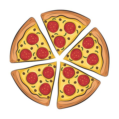 Pizza Clip Art, Pizza Vector Illustration, Pizza Art For Kids, How To Draw Pizza, Pizza Animation, Pizza Cartoon Cute, Pizza Illustration Drawings, Pizza Template, Pizza Drawing Easy