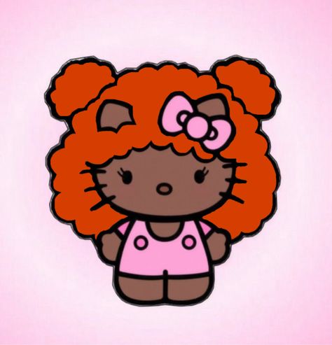 #black #blackgirl #ginger #gingergirl #blackginger #blackgingergirl #prettygirl #prettyblackgirl #hellokitty #blackhellokitty #sanrio #hellokittyandfriends Afro Kitty, Black Hello Kitty, Black Ginger, Kitty Art, Hello Kitty Art, Orange Hair, Girl Stuff, Ginger Hair, Black Art