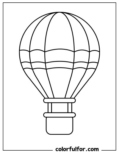 Hot Air Balloon Coloring Sheet, How To Draw Hot Air Balloon, Free Hot Air Balloon Printable, Hot Air Balloon Drawing Simple, Blimp Drawing, Hot Air Balloon Coloring Pages, Balloon Coloring Pages, Air Balloon Craft, Hot Air Balloon Drawing