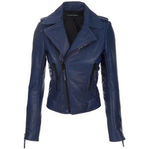 Balenciaga Leather Jacket, Navy Blue Leather Jacket, Fashion Leather Jacket, Fitted Biker Jacket, Biker Fashion, Biker Leather Jacket, Blue Leather Jacket, Leather Jacket Style, Biker Leather