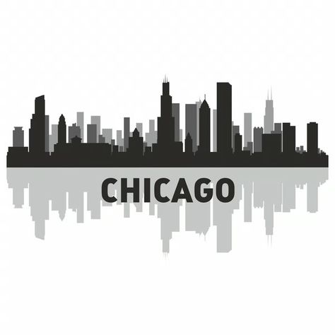 Chicago Decor Ideas, Chicago Drawing Simple, Chicago Line Art, Chicago Graphic, Chicago Decor, Chicago Skyline Silhouette, Chicago Skyline Canvas, Heat Transfer Vinyl Projects, Geography Map