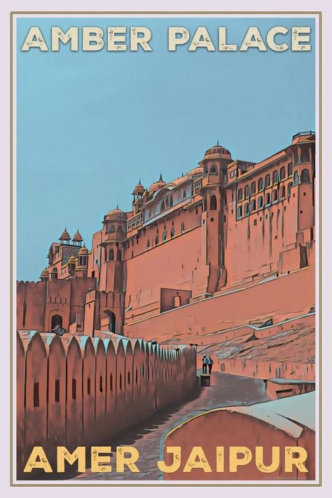 Indian Postcard, Amber Palace, Rajasthan Travel, City Streets Photography, Illustration Art Kids, Number Art, Travel Poster Design, New York Poster, Old Advertisements