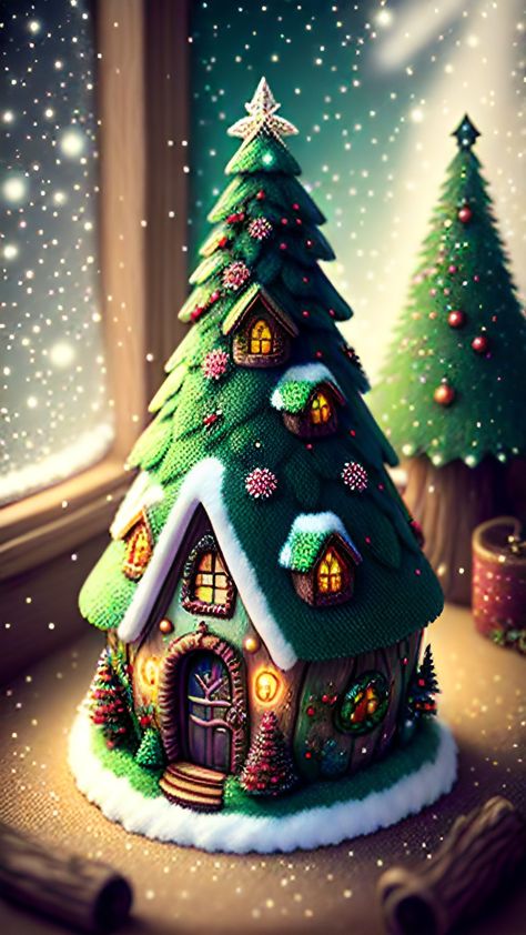 Polymer Clay Christmas Village, Clay Christmas Village, Christmas Clay House, Christmas Fairy House, Christmas Clay House Diy, Air Dry Clay Fairy House Jar, Polymer Clay Glass Jar Fairy Houses, Magic House, Fairy House Crafts