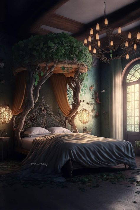 Wallpaper Bedroom Aesthetic, Aesthetic Bedroom Design, Fantasy Interior, Design Bedroom Wall, Style Bedroom Ideas, Bedroom Decor Aesthetic, Decor Bedroom Ideas, Fantasy Bedroom, Fantasy Furniture