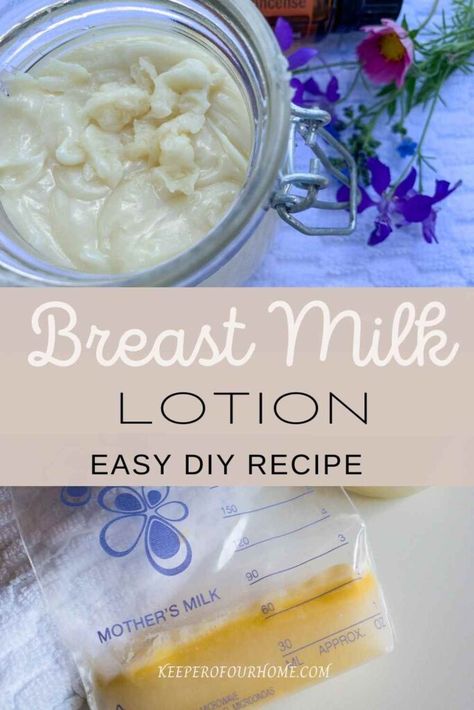 Simple Breast Milk Lotion Recipe - keeper of our home Breast Milk Lotion Recipe, Milk Lotion Recipe, Breast Milk Lotion, Breast Milk Soap Recipe, Breastmilk Lotion, Breastmilk Recipes, Breastmilk Soap, Milk Soap Recipe, Milk Lotion