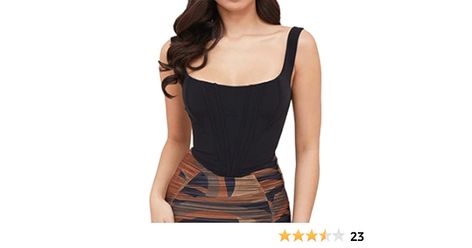 Baonmy Bustier Tops for Women Square Neck Zip Back Corset Top Outfits Clubwear Black Corset Top, Black Bustier, Black Crop Top Tank, Black Off Shoulder, Off Shoulder Crop Top, Y2k Aesthetic Outfits, Corset Crop Top, Black Corset, Summer Black