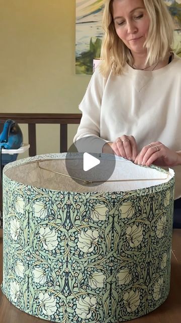 Lampshades x lamps | Neringa on Instagram: "When one William Morris fabric isn’t enough, we go for two! 💥 This double-sided beauty for Louise is a fabric lover’s dream 🌿 Watch it turn heads - no shade here, just pure style! 🌟
Available to order on my website www.chantier.Lt in 7 different sizes 🛒💡 This one in the video is the 45 x 30 cm / 18x12” size 😉

 #DoubleTheMorrisMagic" Upcycled Lampshade Ideas, William Morris Lampshade, Applique Lampshades, Lamp Shade Diy Ideas, Diy Fabric Lampshade, Lamp Shades Ideas, Lamp Shade Diy, Recover Lamp Shades, Lampshade Tutorial