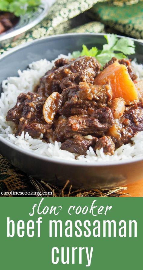 Massaman Curry Slow Cooker, Curry Slow Cooker, Beef Massaman, Beef Massaman Curry, Slow Cooker Curry, Veal Recipes, Massaman Curry, Lifestyle Board, Curry Rice