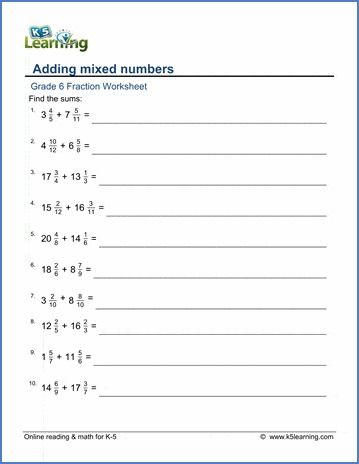 6th grade adding fractions worksheets, including adding unlike fractions, adding fractions and mixed numbers, subtracting unlike fractions and subtracting mixed numbers. No login required. Adding Unlike Fractions, Adding Mixed Fractions, Adding Mixed Numbers, Subtracting Mixed Numbers, Unlike Fractions, Subtract Fractions, Addition Of Fractions, Mixed Fractions, Add And Subtract Fractions