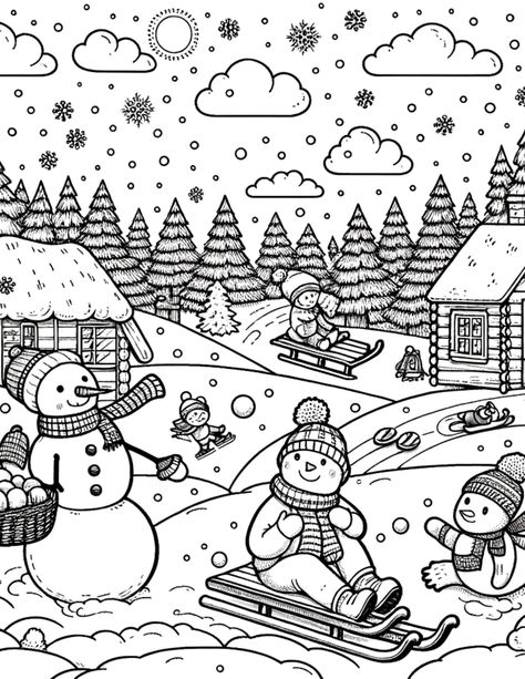 Keep the kids entertained all winter long with these 5 free coloring pages! They're perfect for a rainy day or a long car ride.
#winter #winterfun #kids #coloringpages Winter Village Illustration, Winter Worksheets For Kindergarten, Winter Colouring Pages, Winter Coloring Pages Free Printable, Winter Coloring Pages For Kids, Quaint Cabin, Snow Coloring, Forest Backdrop, Snowy Village