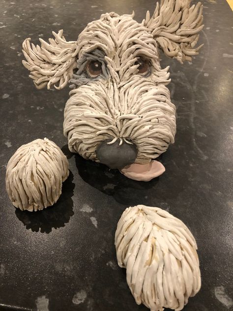 Personalised pet sculpture, cat, dog, artisan handmade sculpture, ceramic pet portrait Dog Sculpture Clay, Ceramic Animals Sculpture, Dog Sculpture Art, Ceramic Dogs, Animal Pottery, Dog Pottery, Schnauzer Art, Sculpture Animal, Dog Ceramic