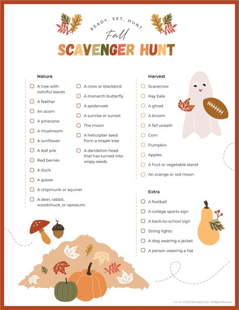 Autumn Scavenger Hunt, Nature Scavenger Hunt For Kids, Christmas Prayers, Games Activities For Kids, Reflection Sheet, Fall Checklist, Fall Scavenger Hunt, Nature Scavenger Hunt, Behavior Reflection