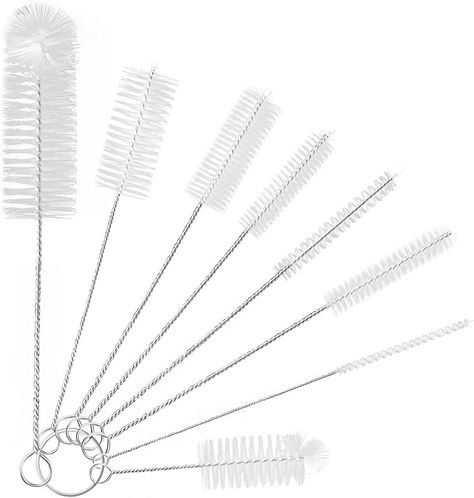 YUNGMAX Small Bottle Brush Set, 8PCS Nylon Straw Cleaner Pipe Brushes for Washing Narrow Neck Water Bottles Jars Teapot Spout (White) : Amazon.co.uk: Home & Kitchen Teapot Spout, Flexible Pipe, Small Water Bottle, Straw Cleaner, Bottle Cleaner, Wash Brush, Small Bottles, Bottle Brush, Bottles And Jars