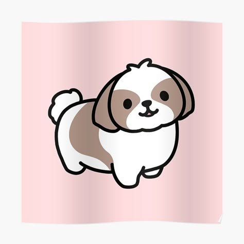 Shih Tzu Illustration Cartoon, Shih Tzu Drawing Easy, Shitzu Illustration, Shih Tzu Doodle, Shih Tzu Drawing, Shih Tzu Illustration, Shih Tzu Cartoon, Shih Tzu Sticker, Family Bingo