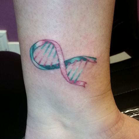 Previvor Brca Tattoo, Brca Gene Tattoo, Previvor Tattoo, Brca1 Positive, Dna Helix, Creative Tattoo, Ribbon Tattoos, Ink Inspiration, Feminine Tattoo