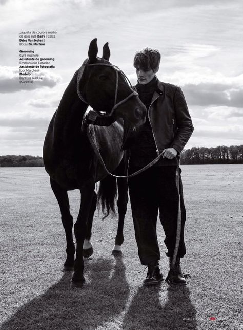 Baptiste-Radufe-GQ-Brazil-August-2015-Fashion-Editorial-007 Baptiste Radufe, Horse Photoshoot Ideas, The Scorpio Races, Horse Photography Poses, Military Inspired Fashion, Western Photoshoot, Man On Horse, Horse Fashion, Horse Aesthetic