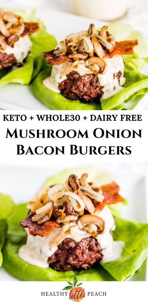 keto burger Veggies Sauteed, Sauteed Mushrooms And Onions, Burger Wraps, Healthy Little Peach, Bacon Burgers, Keto Mushrooms, Best Sauce Recipe, Cranberry Punch, Parmesan Risotto