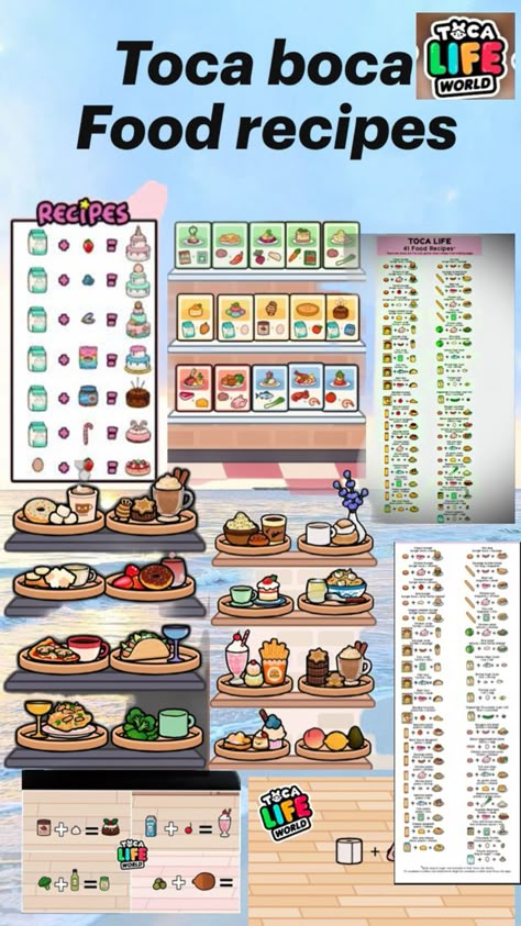 Toca Boca Food Recipes Pancakes, Toca Boca Deserts Recipes, Toca Foods List, Toca World Cake, Toca Boca Food Recipes, Toca Recipes, Toca Boca Recipes, Toca Boca Recipes Breakfast, How To Make Fries