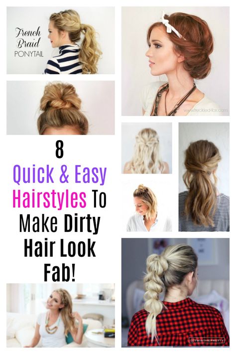 8 Quick & Easy Hairstyles To Make Dirty Hair Look Fab! Diy Thought. Hairstyles For Dirty Hair Long, Dirty Hair Updo, Dirty Hair Hairstyles Oily, Dirty Hair Hairstyles For Work, Dirty Hair Hairstyles, Long Hair Upstyles, Hair Styles For Dirty Hair, Running Late Hairstyles, Hair Styles For Dirty Hair Quick