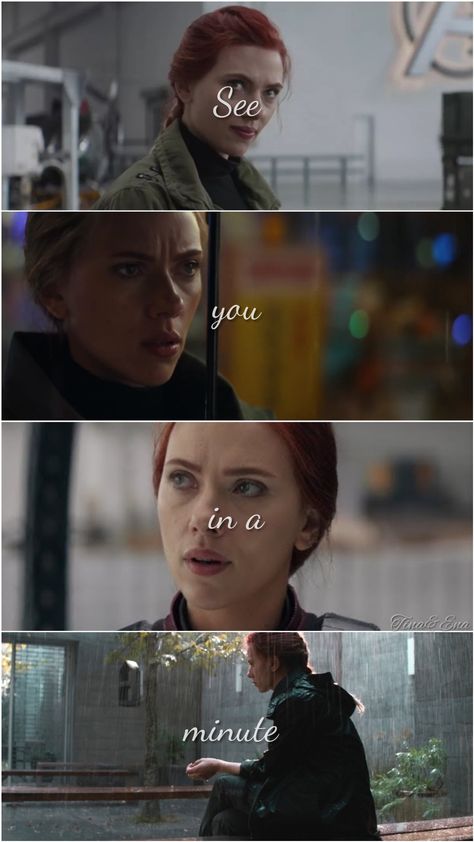 The Avengers Endgame #BlackWidow See You In A Minute Black Widow, Natasha Romanoff Endgame, Black Widow Endgame, Marvel Lines, Avengers Trailer, The Avengers Endgame, Avengers Quotes, Marvel Wallpapers, Marvel Background