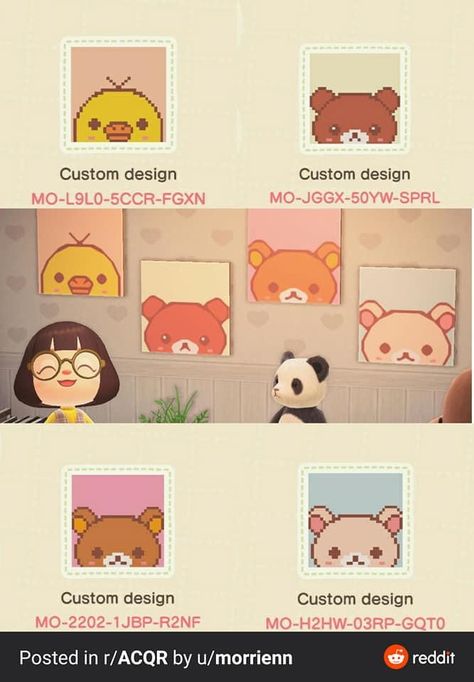 Cute Animal Crossing Wallpaper Code, Acnh Shorts Design, Animal Crossing Rilakkuma, Cute Custom Designs Acnh, Cute Animal Crossing Custom Designs, Acnh Pompompurin Design, Cute Acnh Designs, Animal Crossing Anime Design, Animal Crossing Cute Codes