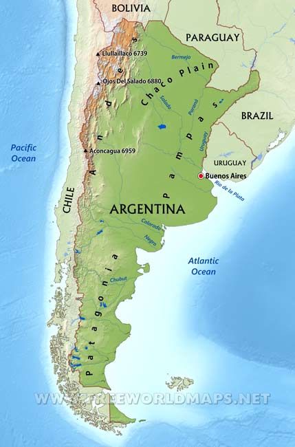 Argentina Physical Map Argentina Map, Topography Map, Geographical Features, Physical Map, Geography Map, Indie Books, Andes Mountains, American Continent, Water Bodies