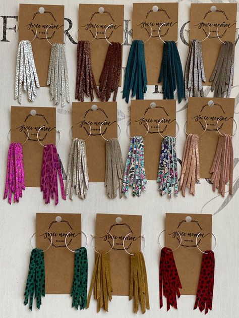 Diy Leather Fringe Earrings, Diy Leather Feather Earrings, Leather Cricut, Smokey Taupe, Leather Fringe Earrings, Mini Fringe, Cricut Earrings, Trending Earrings, Earrings Western