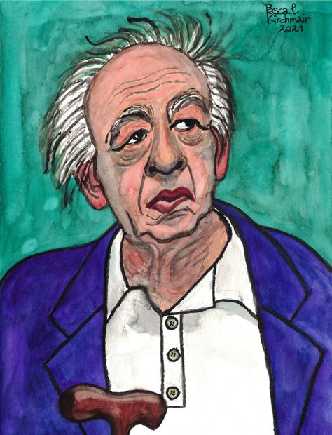 Eugène Ionesco (born Eugen Ionescu; 26 November 1909 in Slatina – 28 March 1994 in Paris) was a Romanian-French playwright who wrote mostly in French, and one of the foremost figures of the French Avant-garde theatre. Beyond ridiculing the most banal situations, Ionesco's plays depict the solitude and insignificance of human existence in a tangible way. (Quoted from Wikipedia.org) ...... Aquarell / Watercolour, 24 x 32 cm ....... ウジェーヌ・イヨネスコ Eugene Ionesco, Human Existence, 26 November, Paris, Human, Avant Garde