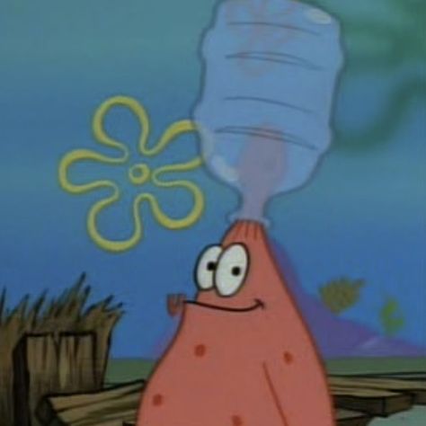 LOL. I think I've seen Patrick with a bottle on his pinhead Spongebob Template, A Cartoon, Memes, Water