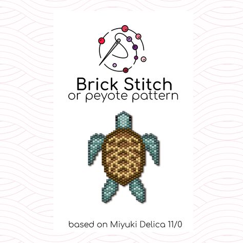 Beaded Sea Turtle Pattern, Turtle Perler Bead Pattern, Beaded Turtle, Miyuki Delica Beads, Pendant Keychain, Turtle Pattern, Design Palette, Brick Stitch Pattern, Keychain Charm