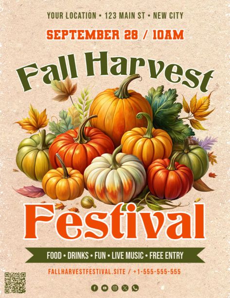 Fall Festival Flyer Harvest Festival Food, Fall Festival Game Posters, Fall Festival Flyer Ideas, Annual Harvest Flyer, Pumpkin Patch Flyer, Harvest Festival Flyer, Fall Festival Flyer, Festival Poster Design, Linkedin Background Image