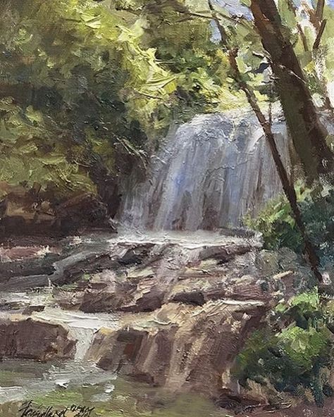 Howard Friedland on Instagram: "Tanyard Creek Waterfall #landscapepainting #waterfallpainting #oilpainting #impressionistpainting #howardfriedlandpaintings" Waterfall Drawing, Waterfall Paintings, Waterfall Art, Oil Painting Nature, Waterfall Landscape, Impressionist Landscape, Landscape Art Painting, Canvas Painting Designs, Impressionism Art