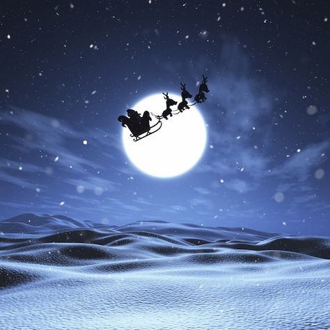 Santa In Sky Christmas Eve, Santa Flying Over The Moon, Santa Claus Flying Reindeer, Santa Claus Sleigh Illustration, Flying Reindeer, Wall Art Crafts, Tapestry Wall Art, Look Vintage, Digital Wall