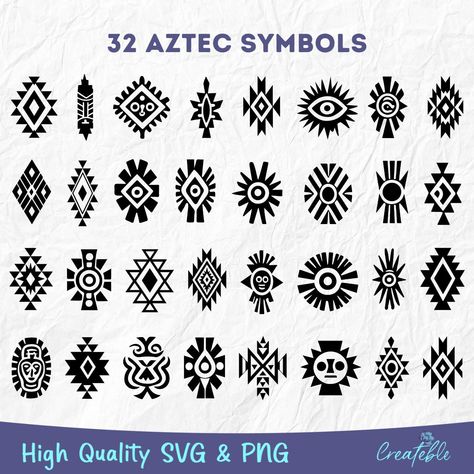 Aztec Designs Pattern, Aztec Drawing Sketches, Aztec Symbols And Meanings, Aztec Design Pattern, Western Symbols, Aztec Svg, Slavic Symbols, Decorating Notebooks, Aztec Symbols