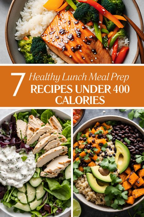 Healthy Lunch Meal Prep Lunch 400 Calories, Healthy Low Calorie Lunch Meal Prep, Low Calorie Packed Lunch, Low Calorie Lunch Meal Prep, 400 Calorie Lunch, 400 Calorie Lunches, Recipes Under 400 Calories, Lunches For The Week, Greek Yogurt Chicken Salad