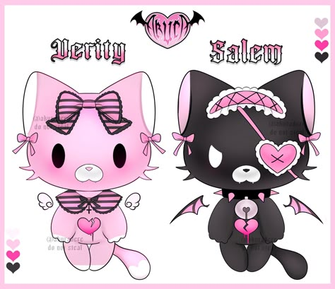 X Goth Art Ideas, Cute Creepy Aesthetic, Pastel Goth Pfp, Goth Kawaii Art, Kawaii Vampire, Creepy Cute Art, Yami Kawaii Art, Plushies Kawaii, Heart Kawaii