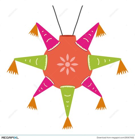 Pinata Coloring Page, Mexican Party Piñata, Mexican Pinata Drawing, Mexican Star Pinata Diy, Felt Pinata Ornament, Christmas Piñatas, Mexico Project, Mexican Pinata, Mexican Art Painting