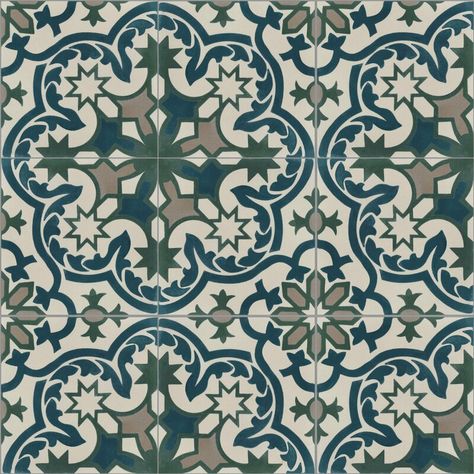 Villa Lagoon Tile Havana Cantina Laguna 8" x 8" Cement Patterned Wall & Floor Tile | Perigold Cuban Tile, European Tiles, Villa Lagoon Tile, Moroccan Tiles Pattern, Tiles Designs, Bathroom Accent Wall, Patterned Wall, Turkish Tiles, Floor Tile Design