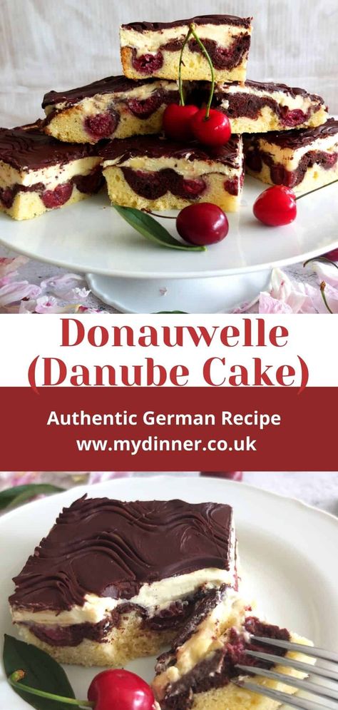 International Pastries, Sour Cherry Cake, Chocolate Cake With Cherry, German Buttercream, Cake With Cherry, German Dessert, German Pastries, Easy German Recipes, Cherry Cake Recipe