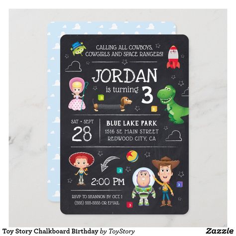 Toy Story Chalkboard Birthday Invitation Virtual Birthday, Kids Chalkboard, Chalkboard Birthday, Chalkboard Invitation, Toy Story Birthday Party, Birthday Toys, Great Gifts For Dad, Birthday Chalkboard, Disney Birthday