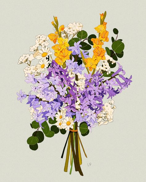 Bouquet Painting Simple, Bouquet Of Flowers Reference, Flower Bouquet Reference, Bouquet Of Flowers Illustration, Bouquet Reference, Bouquet Of Flowers Painting, Bouquet Of Flowers Drawing, Flower Bouquet Illustration, Libby Frame