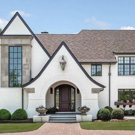 For the love of home 🏡. This home is absolutely #breathtaking and grabs your attention from the front step of the brick walkway to the… French Country House Exterior, Country Entryway, French Country Curtains, Country House Exterior, Tudor Houses, Brick Ideas, French Country Colors, French Country Exterior, Modern Tudor