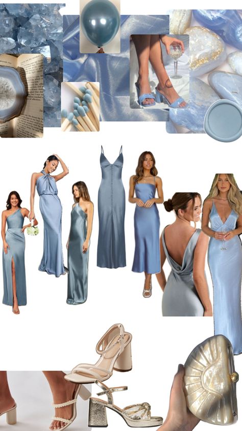 Inspiration Slate Blue Dress, Slate Blue Bridesmaid Dresses, Slate Blue Dresses, Light Blue Bridesmaid Dresses, Sea Wedding, Light Blue Wedding, Private Wedding, Maid Of Honour Dresses, Long Blue Dress