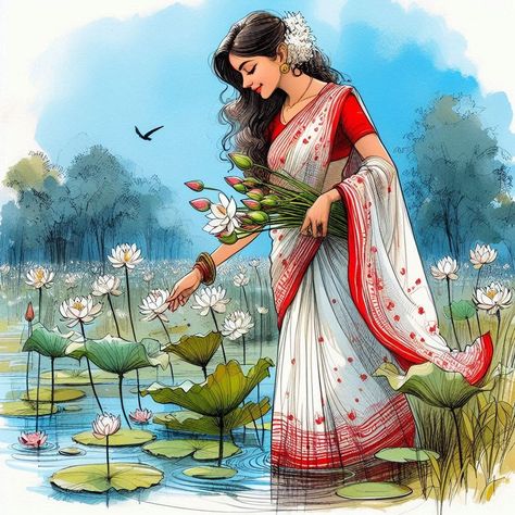 Bangladeshi Painting, Indian Girl Painting, Indian Woman Watercolor, Agarbatti Packaging, Vastu Painting, Saraswati Painting, Canvas Art Painting Abstract, Krishna Drawing, Indian Art Gallery