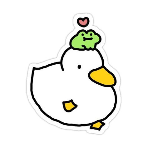 Duck And Frog, Duck Stickers, Kids Crafting, Cute Doodle Art, Kawaii Stickers, Cute Frogs, Stickers For Sale, Simple Doodles, Kawaii Drawings