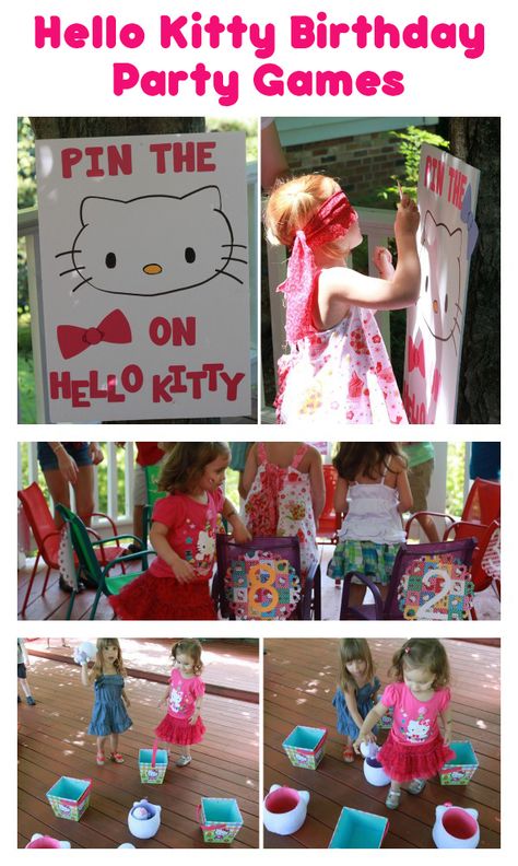 Adorable Hello Kitty birthday party game ideas #HelloKitty #birthday #partygames #games #DIY #frugal Hello Kitty Party Games, Birthday Party Game Ideas, Hello Kitty Games, Birthday Party Inspiration, Hello Kitty Theme Party, Party Game Ideas, Kitty Birthday Party, Girls Party Games, Diy Hello Kitty