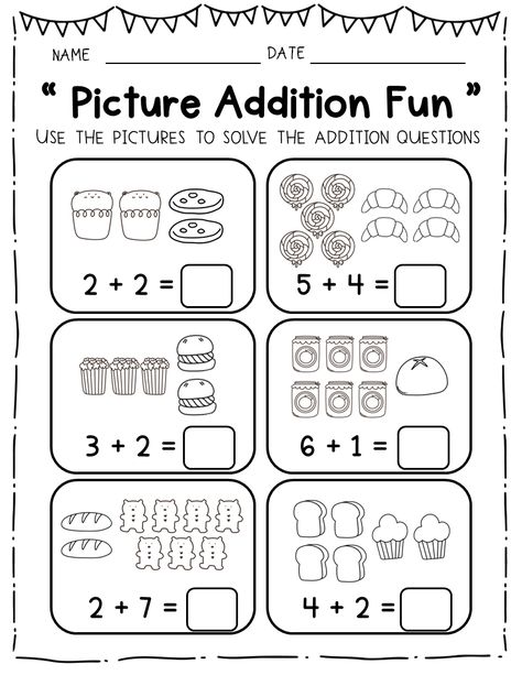 math worksheets Numbers With Pictures, Kindergarten Reading Centers, Adding Numbers, Homeschool Preschool Activities, Math Sheets, Mathematics Worksheets, Basic Addition, Kids Worksheets Preschool, Free Kindergarten Worksheets