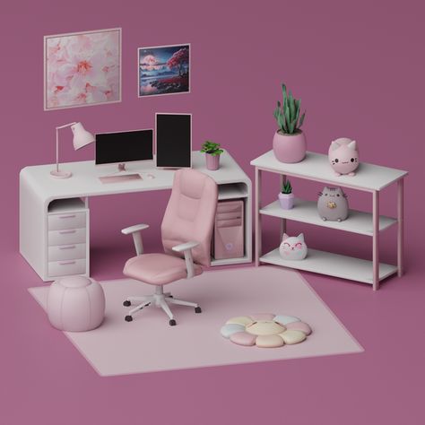 Sims 4 Cc Nail Tech Career, Sims 4 Pink Decor Cc, Sims 4 Cc Table Decor, Sims 4 Cc Streaming Setup, Sims 4 Office Chair, Sims 4 Mac Cc, The Sims 4 Cc Furniture Office, Pink Ui Mod Sims 4, Sims Office Cc