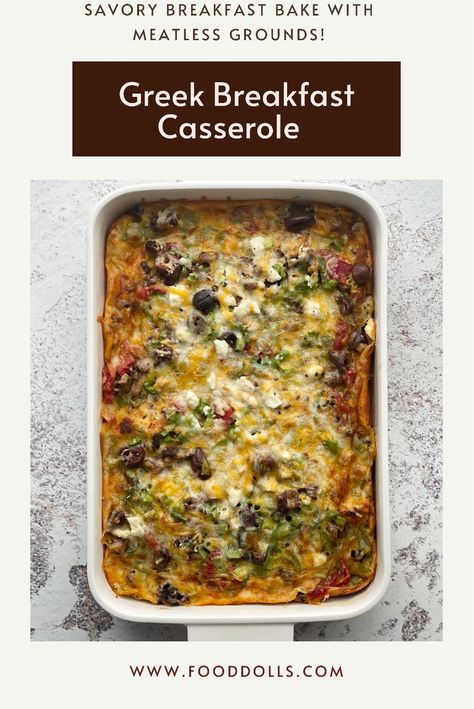 Greek Breakfast Casserole, Easy Meal Prep Breakfast, Easy Breakfast Bake, Meatless Breakfast, Egg Bake Casserole, Breakfast Casserole With Bread, Greek Breakfast, Food Dolls, Best Breakfast Casserole